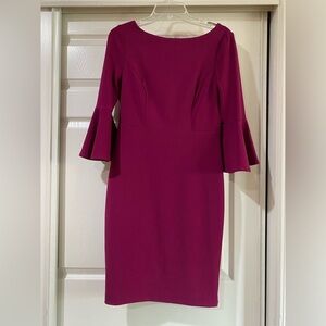 Harper Rose Magenta Bell Sleeve Bateau Neck Sheath Dress Size 4